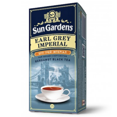 Чай чорний Sun Gardens Ерл Грей Імперіал 25 пакетів