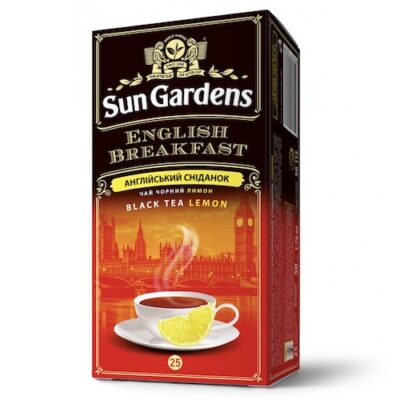 Чай чорний лимон Sun Gardens Англійський сніданок 25 пакетів