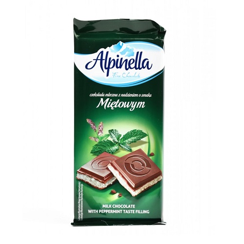 Шоколад молочный Alpinella мята 90 г